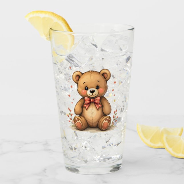 Süßer kleiner brauner Bär mit Krawatte Glas (Vorderseite Ice)