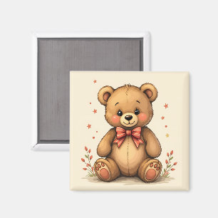 Süßer kleiner brauner Bär mit Krawatte Magnet