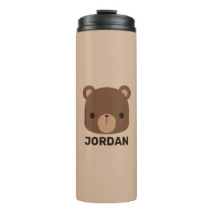 Süßer kleiner brauner Bär mit personalisiertem Nam Thermosbecher