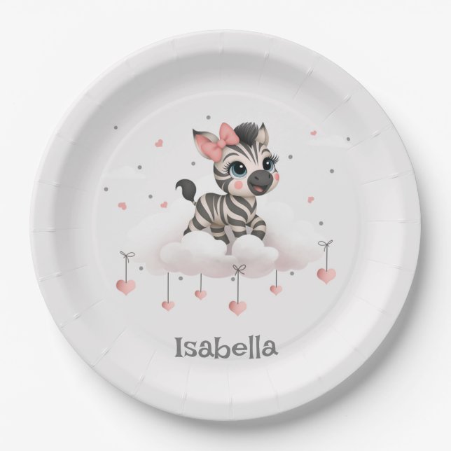 Süßer kleiner Cartoon-Zebra  Pappteller (Vorderseite)