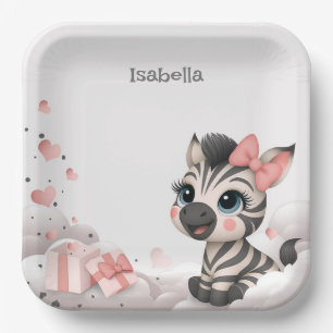 Süßer kleiner Cartoon-Zebra Pappteller
