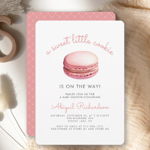 Süßer kleiner Cookie-Macaron Rosa Baby Shower Einladung