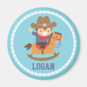 Süßer kleiner Cowboy auf Schaukelpferd-Magnet Magnet