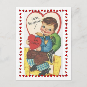 Süßer Kleiner Cowboy Vintage Valentinstag Postkarte