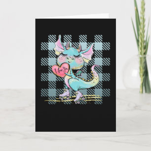 Süßer kleiner Drache mit I Love You Herz Karte