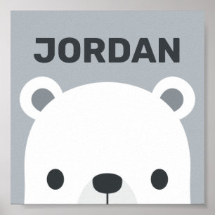 Süßer kleiner Eisbär mit personalisiertem Namenspo Poster