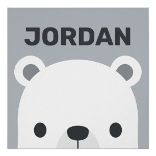 Süßer kleiner Eisbär mit personalisiertem Namenspo Poster