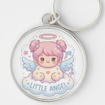 Süßer kleiner Engel Chibi Mädchen runder Schlüssel