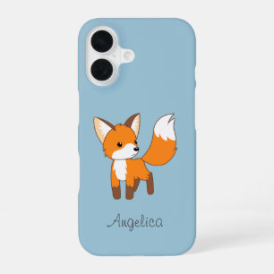 Süßer kleiner Fuchs auf Blau iPhone 16 Hülle