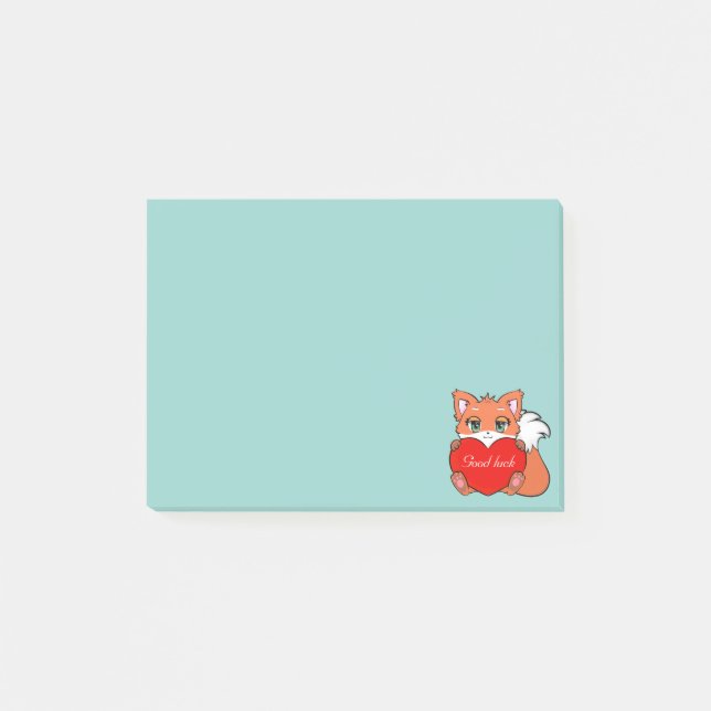 Süßer kleiner Fuchs auf Hellblau Post-it Klebezettel (Vorderseite)