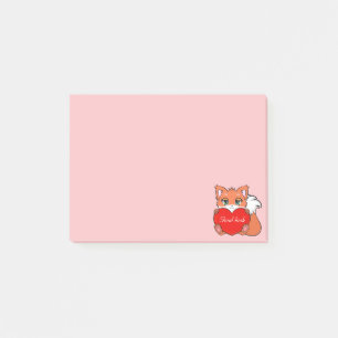 Süßer Kleiner Fuchs auf Hellrosa Post-it-Notizen Post-it Klebezettel