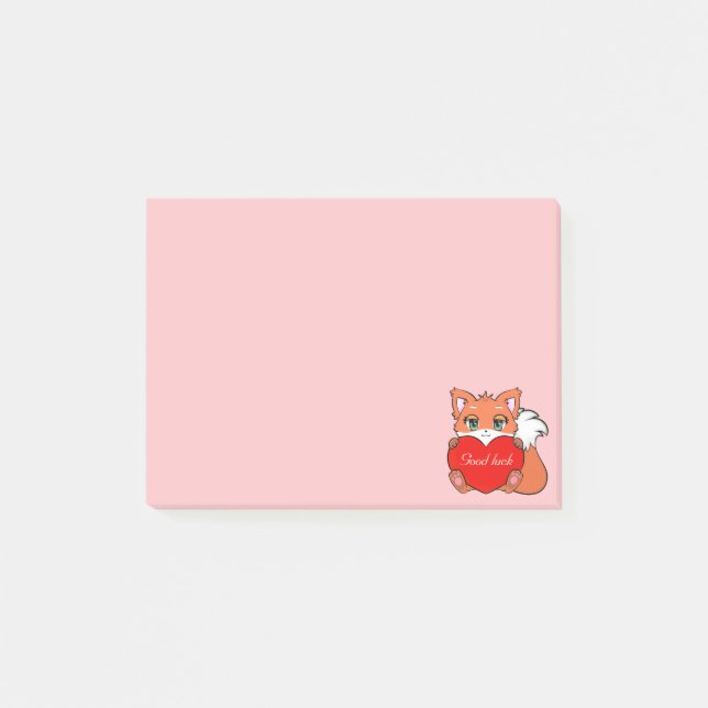 Süßer Kleiner Fuchs auf Hellrosa Post-it-Notizen Post-it Klebezettel (Vorderseite)