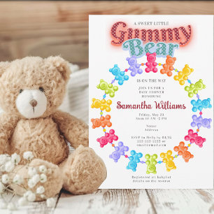 Süßer kleiner Gummibär Pastell-Baby-Party Einladung