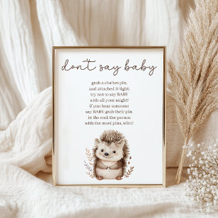 Süßer kleiner Igel - Baby Shower Spiel 'Sag es nic Poster
