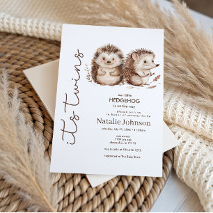 Süßer kleiner Igel Zwillinge Baby Shower Einladung