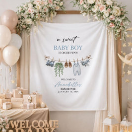 Süßer kleiner Junge Baby Shower Banner Personalisi Wandteppich