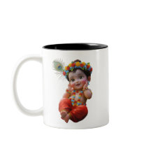 Süßer kleiner Krishna indische Kunst Zwei-Ton-Tass