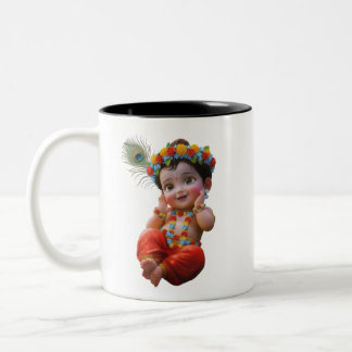 Süßer kleiner Krishna indische Kunst Zwei-Ton-Tass Zweifarbige Tasse