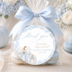 Süßer kleiner Kürbis Blau Baby Shower Dankeschön Runder Aufkleber