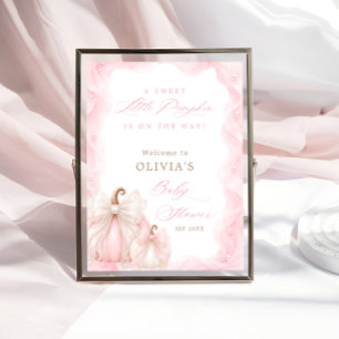 Süßer kleiner Kürbis-Bogen Baby Shower Willkommen Poster