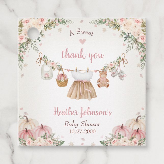 Süßer kleiner Kürbis Herbst-Baby-Party Geschenkanhänger (Vorderseite)