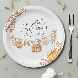 Süßer kleiner Kürbis Herbst-Baby-Party Pappteller