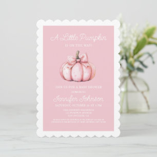 Süßer kleiner Kürbis rosa Baby Shower Einladung