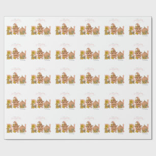 Süßer kleiner Patch-Kürbis mit Blumen ist auf dem Geschenkpapier