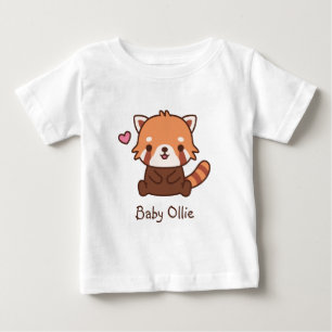 Süßer kleiner roter Panda personalisierter Name Baby T-shirt