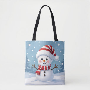 Süßer kleiner Schneemann mit Schal und Hut