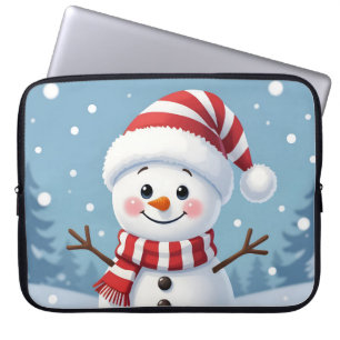 Süßer kleiner Schneemann mit Schal und Hut Laptopschutzhülle