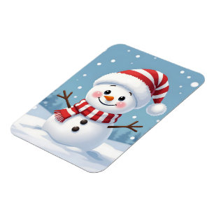Süßer kleiner Schneemann mit Schal und Hut Magnet