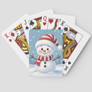 Süßer kleiner Schneemann mit Schal und Hut Spielkarten