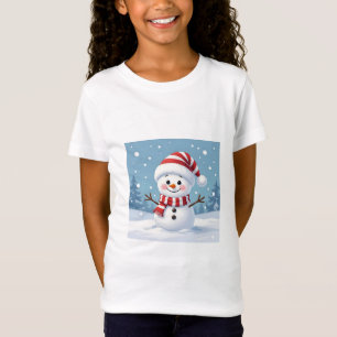 Süßer kleiner Schneemann mit Schal und Hut T-Shirt