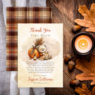 Süßer kleiner Teddybär Herbst-Baby-Party Dankeskarte