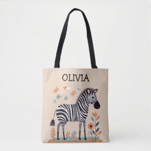 Süßer kleiner Zebra mit Blumen und Schmetterlingen