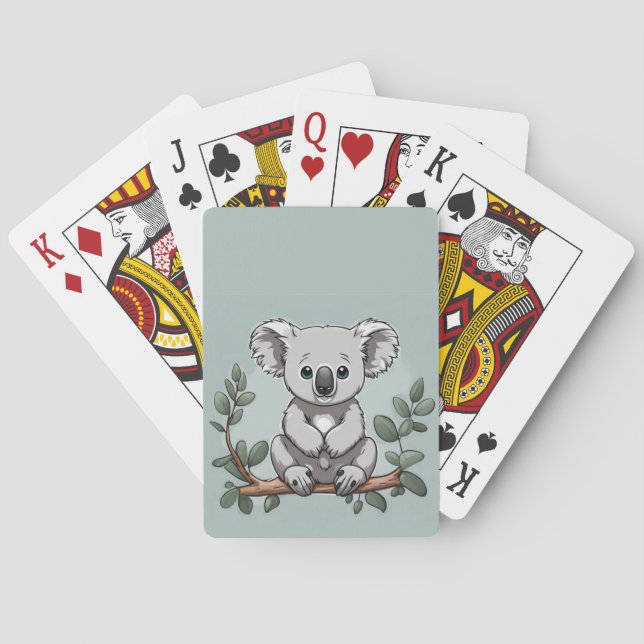 Süßer Koala-Bär auf Türkis Spielkarten (Rückseite)