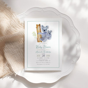 Süßer Koala-Bär Eukalyptusblätter Babyparty Einladung