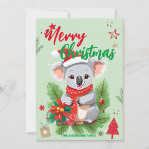 Süßer Koala-BÄR Santa-Weihnachts-Feiertags-Familie Feiertagskarte