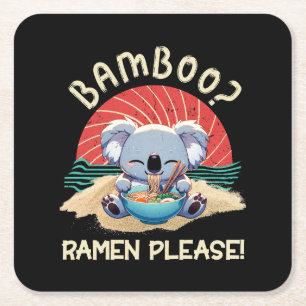 Süßer Koala, der Ramen isst, Vintage Sonnenschein Rechteckiger Pappuntersetzer