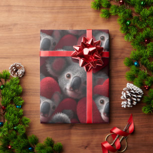 Süßer Koala und rotes Herz nahtloses Muster Geschenkpapier