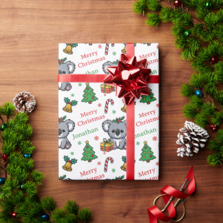 Süßer Koala-Weihnachtsbaum-Feiertage Geschenkpapier
