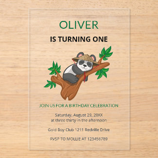 Süßer Koala Wildtier Kinder Erster Geburtstag Acryleinladungen