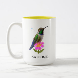 Süßer Kolibri und Blume auf Weiß Zweifarbige Tasse