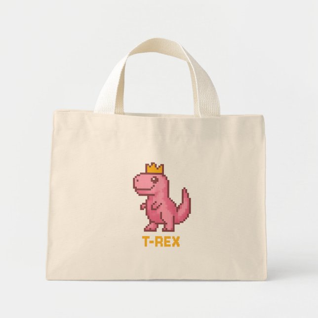 Süßer König Dinosaurier - Trex Mini Stoffbeutel (Vorne)