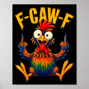 Süßer Krähen Hahn Lustiger Vogel Huhn Poster
