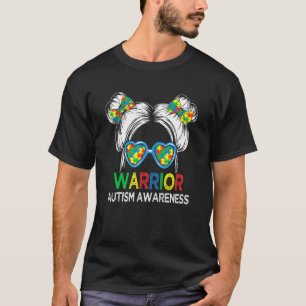 Süßer Krieger Puzzle Autismus-Bewusstsein Haarknot T-Shirt