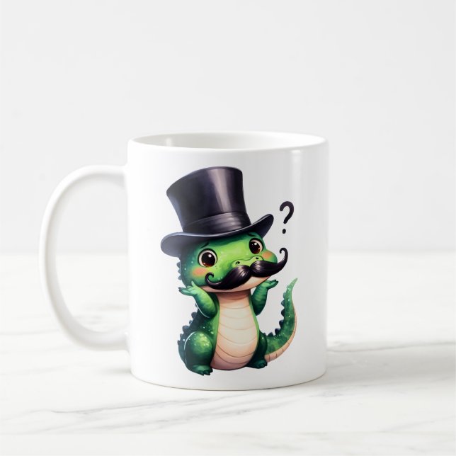 Süßer Krokodil-Gentleman-Spaß-Kunst Kaffeetasse (Links)