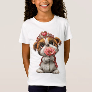 Süßer Kronen-Welpe mit Blumen – Liebhaber süßer Hu T-Shirt