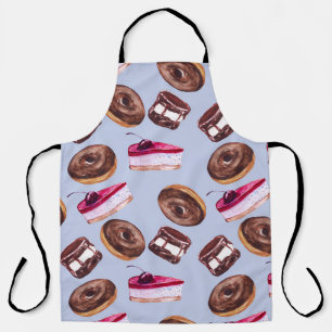 Süßer Kuchen: Aquarellfarbene Nahtlose Lebensmitte Schürze